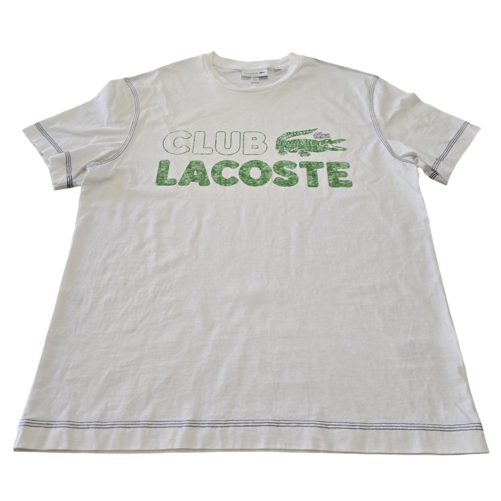 Lacoste Men's White and Green T-Shirt